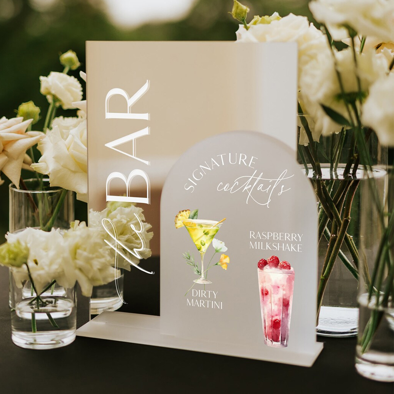 Cocktail Recipe Book - Wedding Bar Menu,Signature Drinks Sign,Silver Mirrored