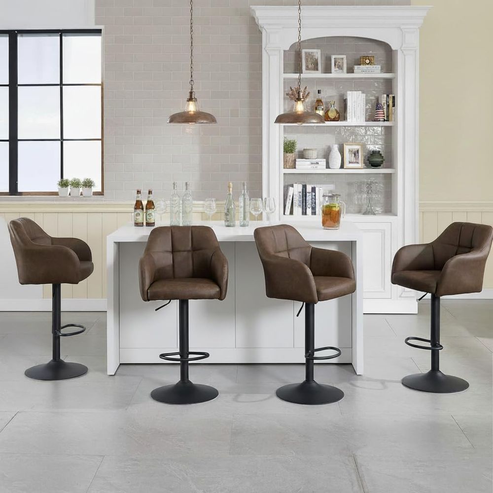Set of 4 Swivel Leather Bar St – Home Bar And Counter recenzja i cena