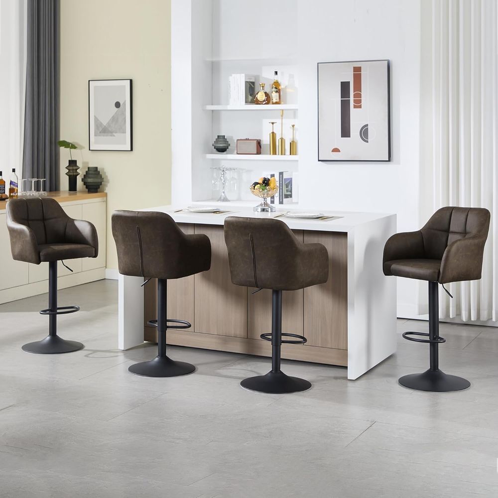 Set of 4 Swivel Leather Bar St – Home Bar And Counter recenzja i cena