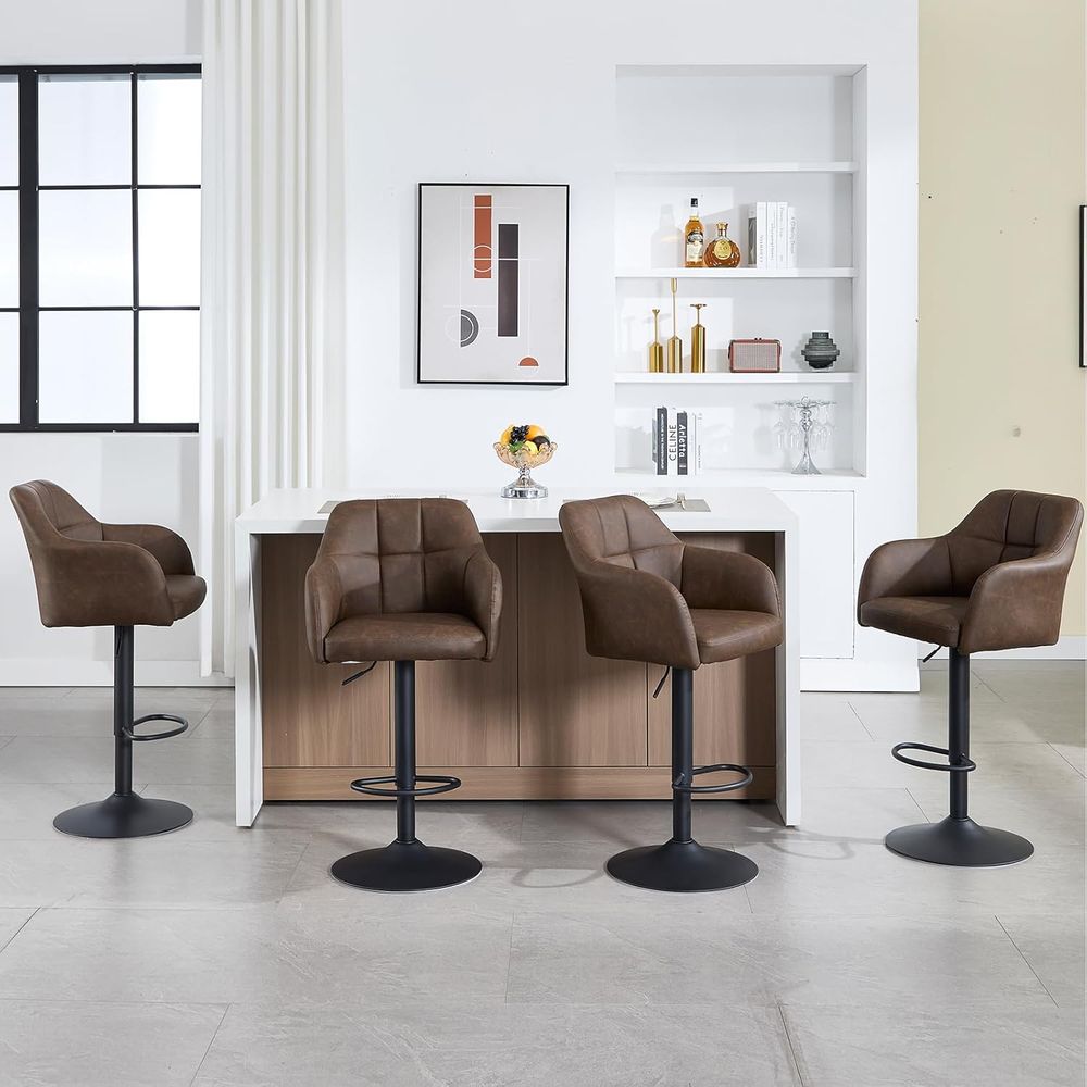 Set of 4 Swivel Leather Bar St – Home Bar And Counter recenzja i cena