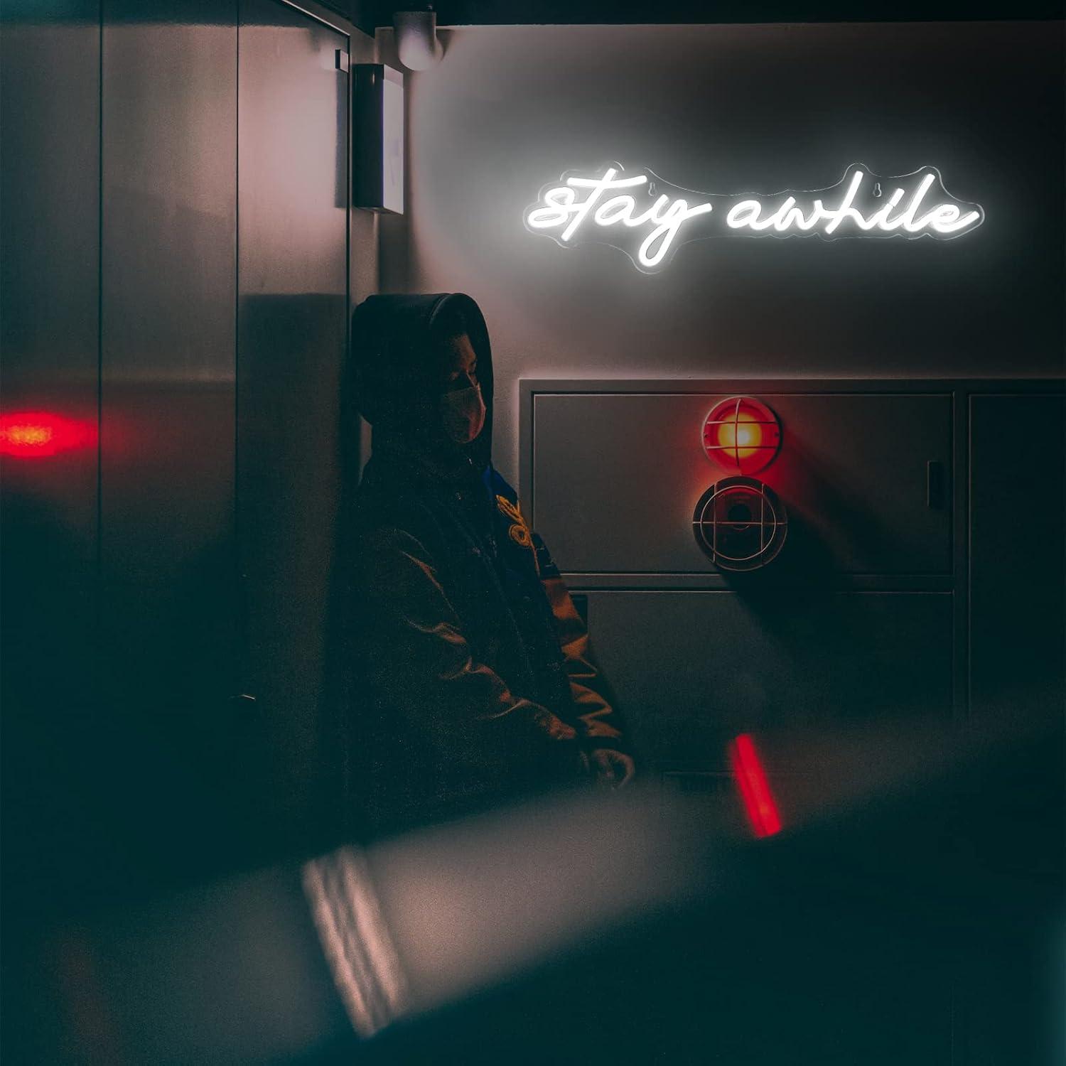 Stay Awhile Neon Signs USB Dim – Home Bar Signs recenzja i cena