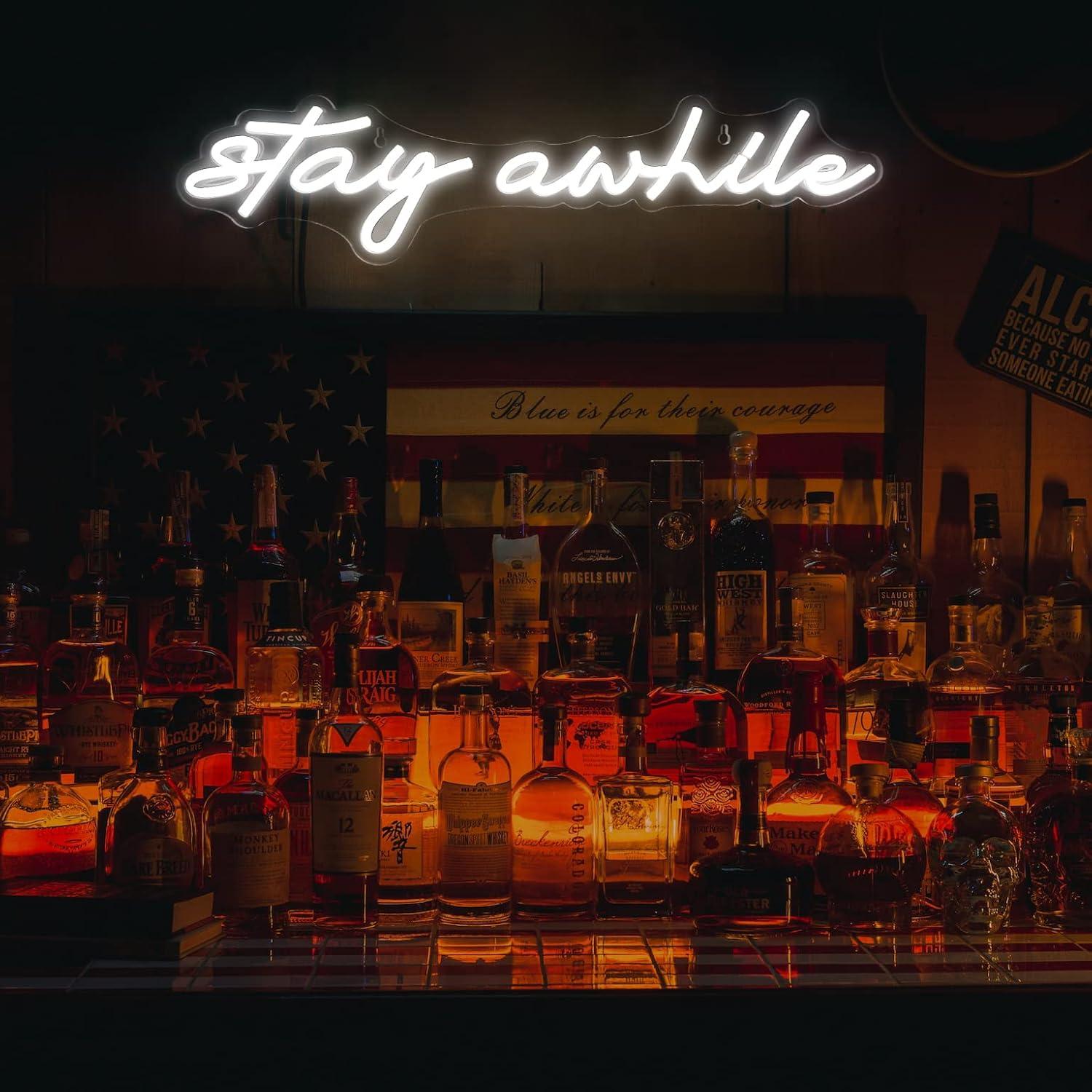 Stay Awhile Neon Signs USB Dim – Home Bar Signs recenzja i cena