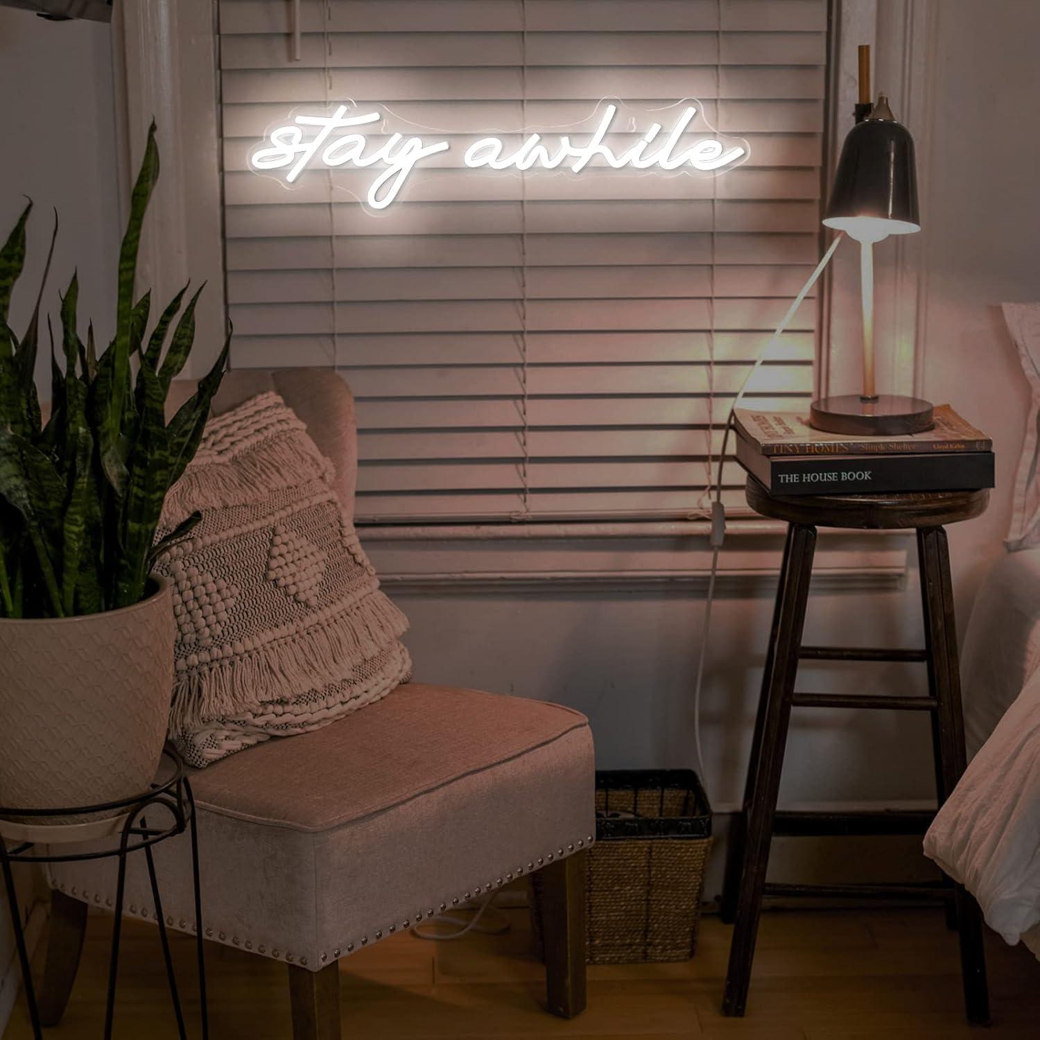 Stay Awhile Neon Signs USB Dim – Home Bar Signs recenzja i cena