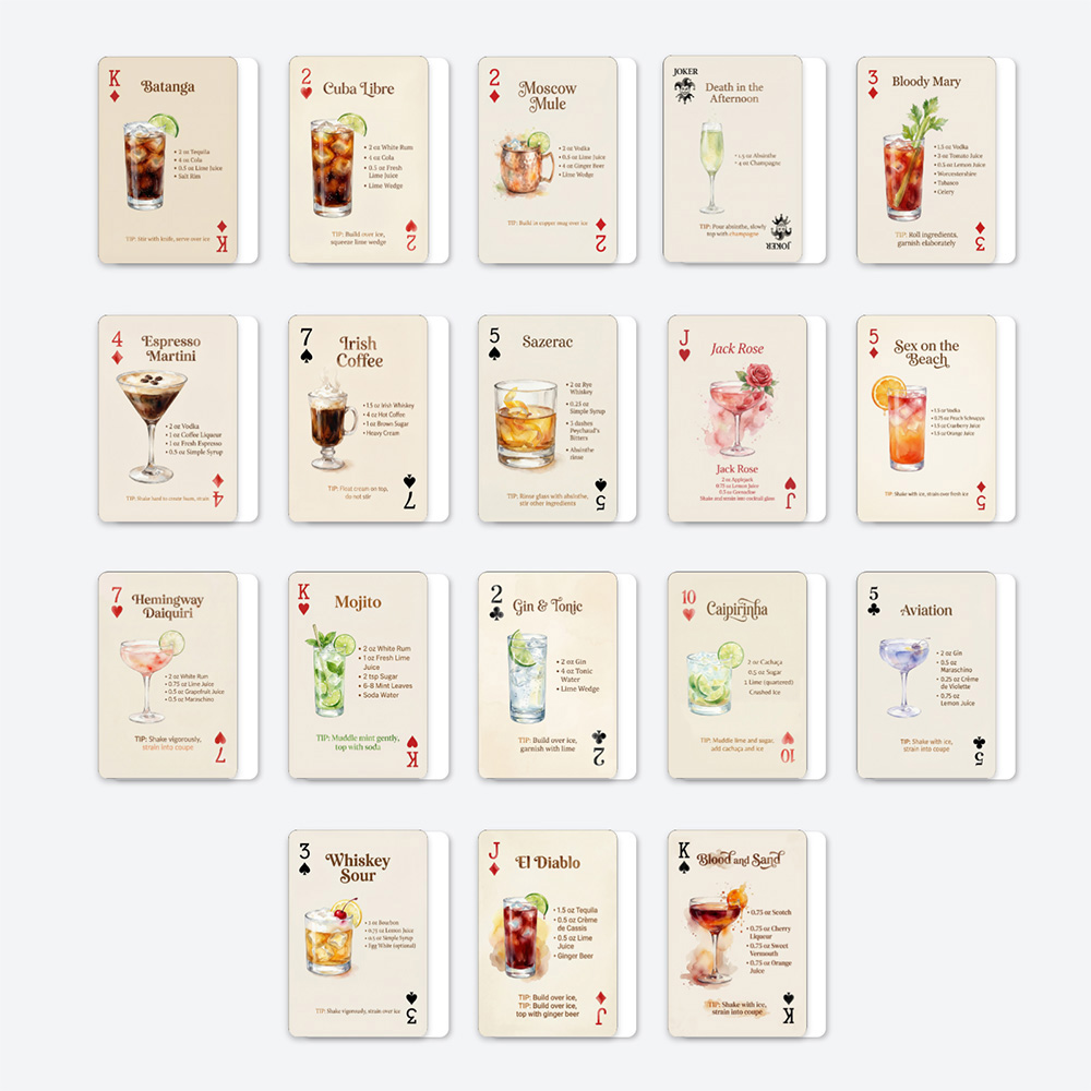 54pcs Cocktail Recipes Playing – Cocktail Recipe Book recenzja i cena