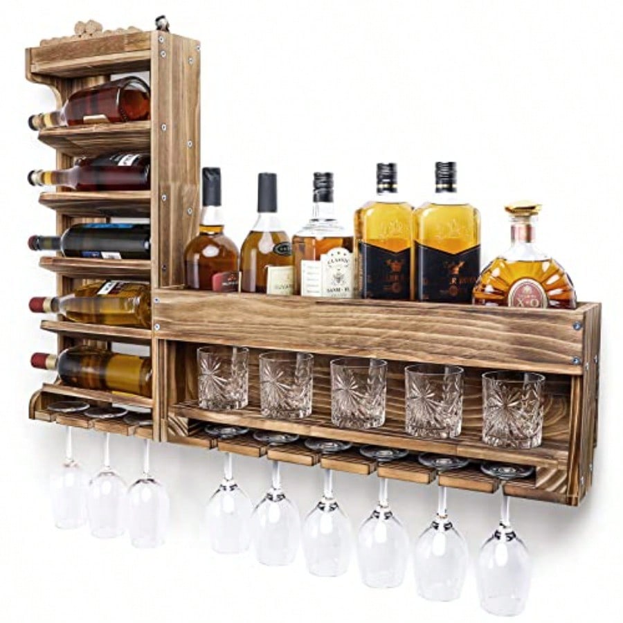 Wine Rack Wall Mounted WoodAlc – Home Bar Shelf recenzja i cena