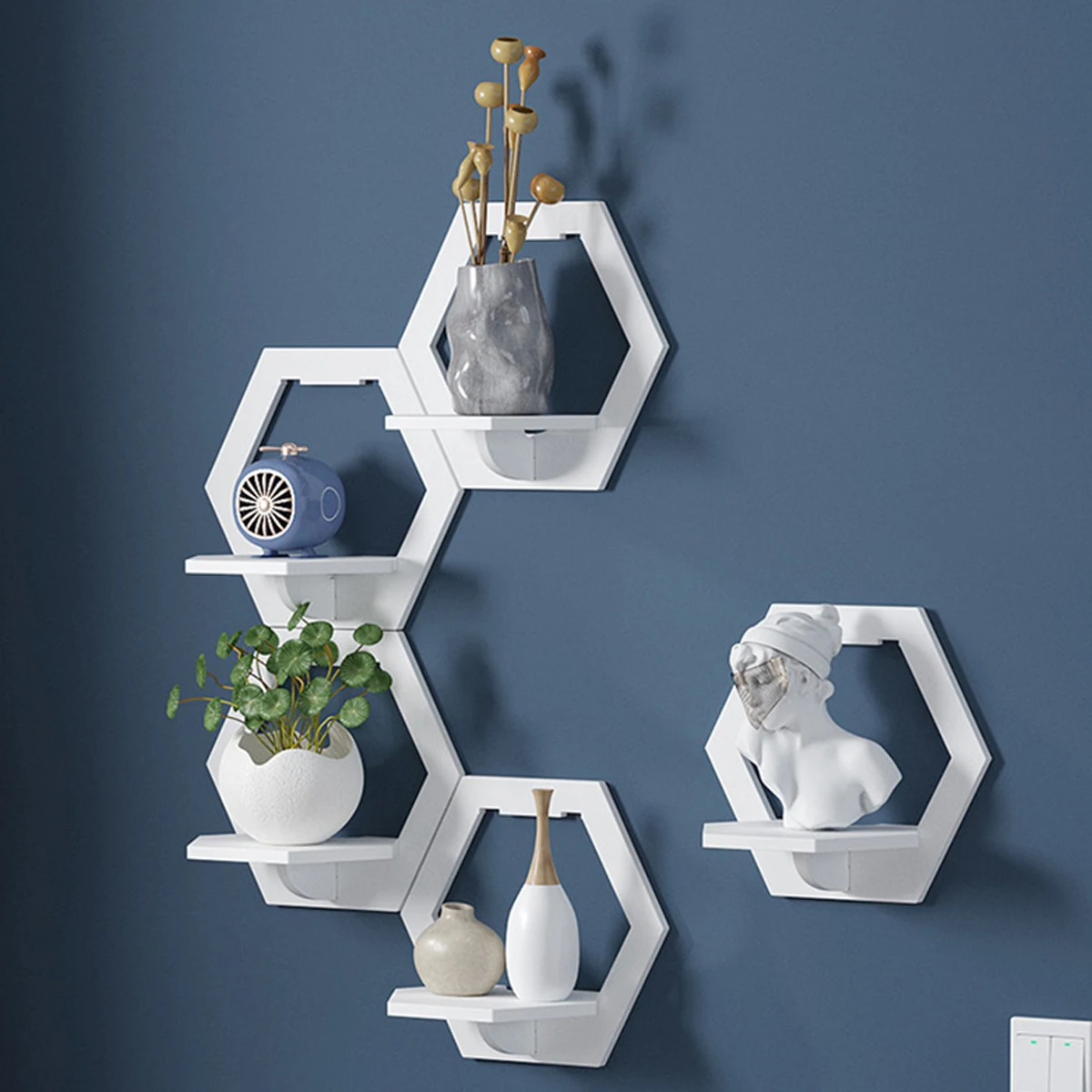 3Pcs Hexagon Wall Shelf Punch  – Home Bar Shelves recenzja i cena