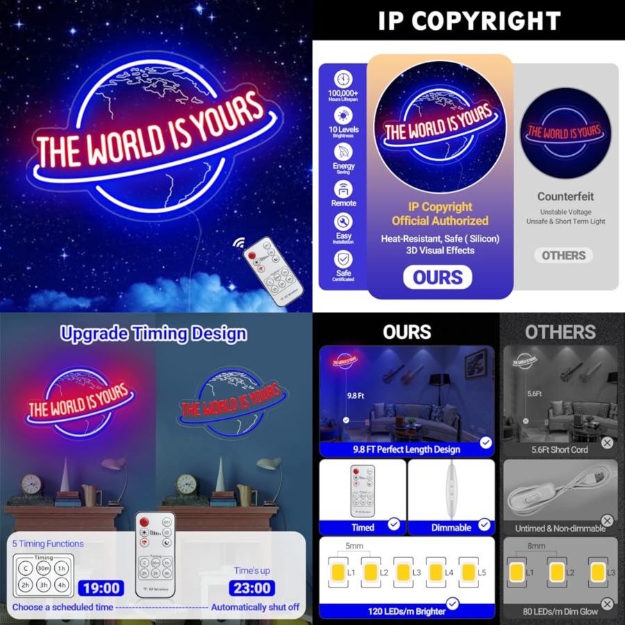 The World Is Yours Neon Sign,  – Home Bar Signs recenzja i cena