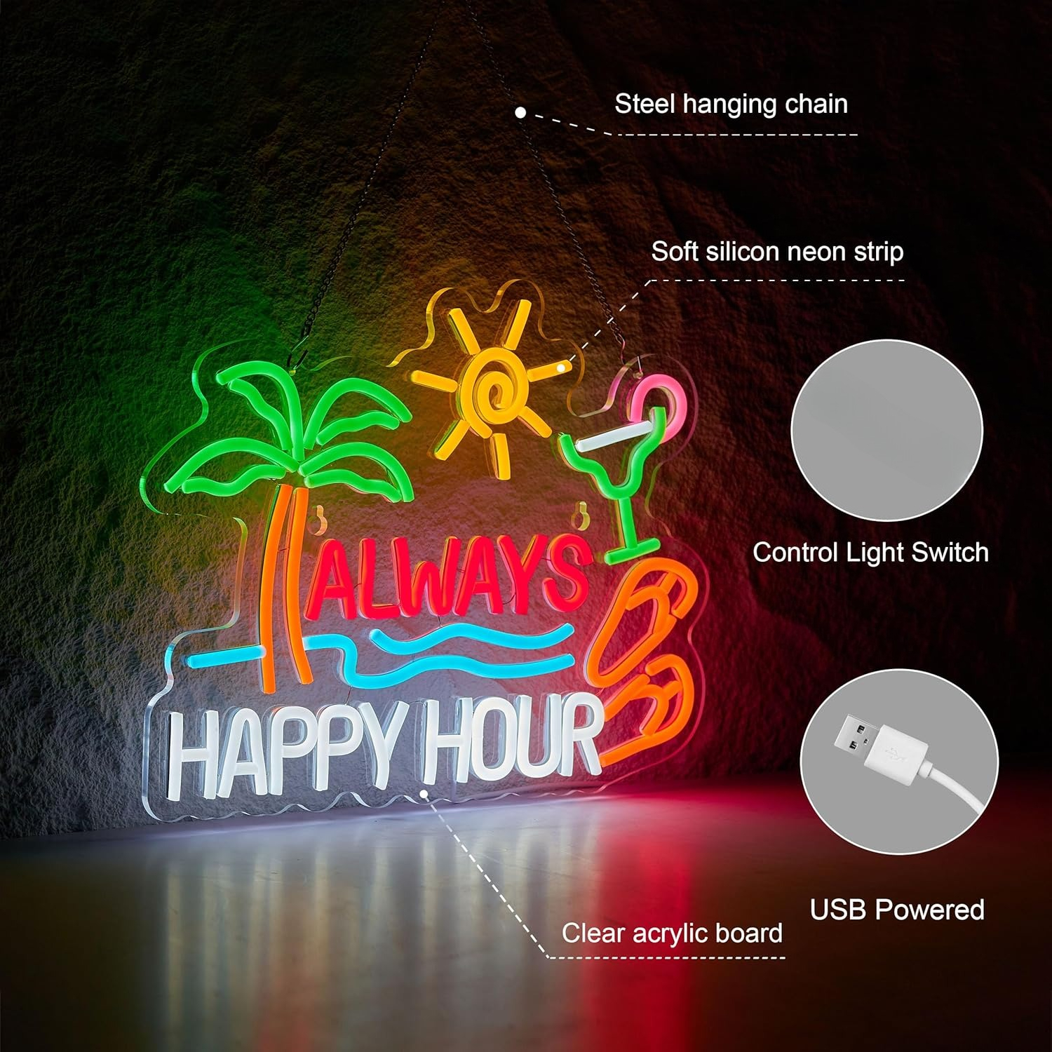 Always Happy Hour Beer Bar Neo – Home Bar Signs recenzja i cena