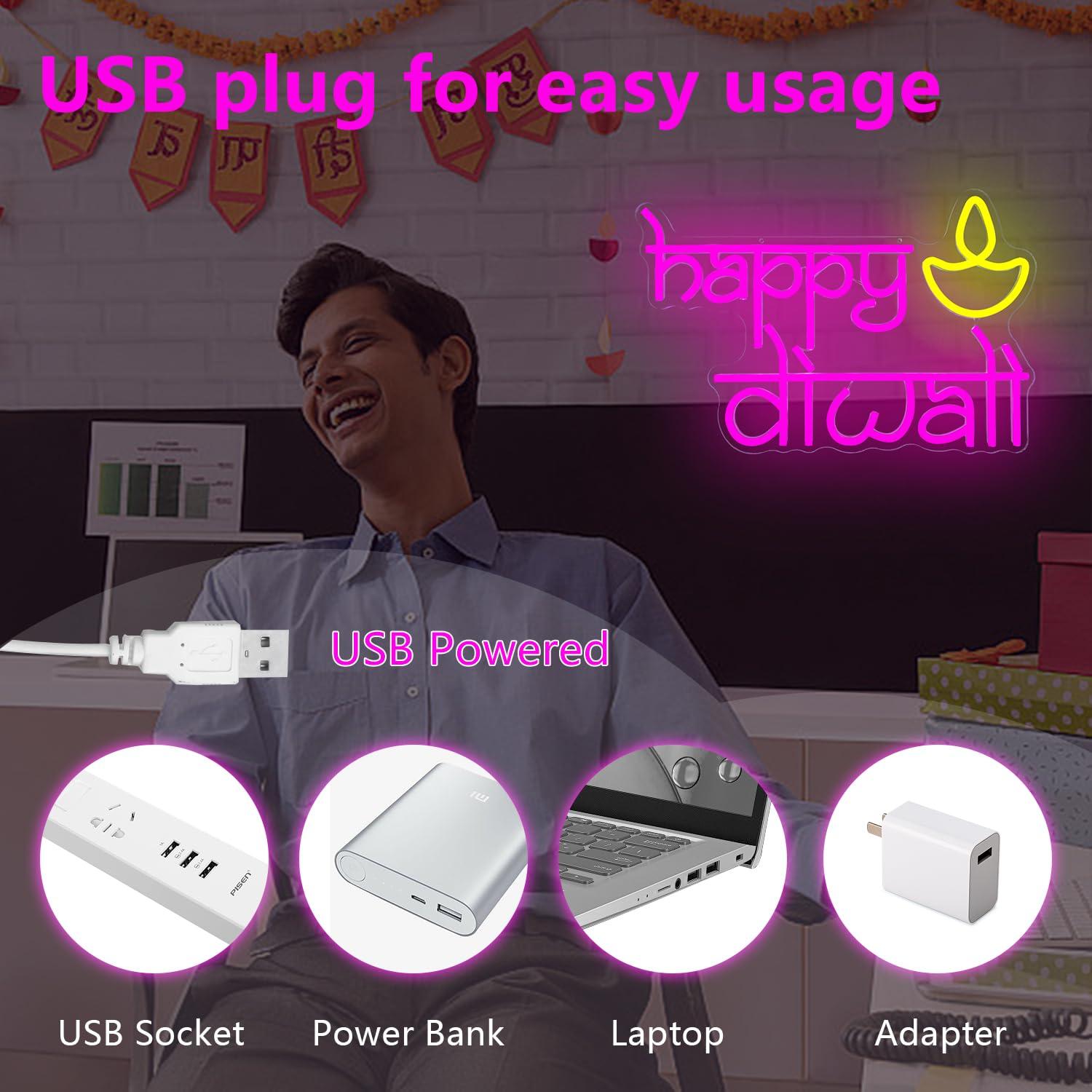 Happy Diwali Neon Sign USB Pow – Home Bar Signs recenzja i cena