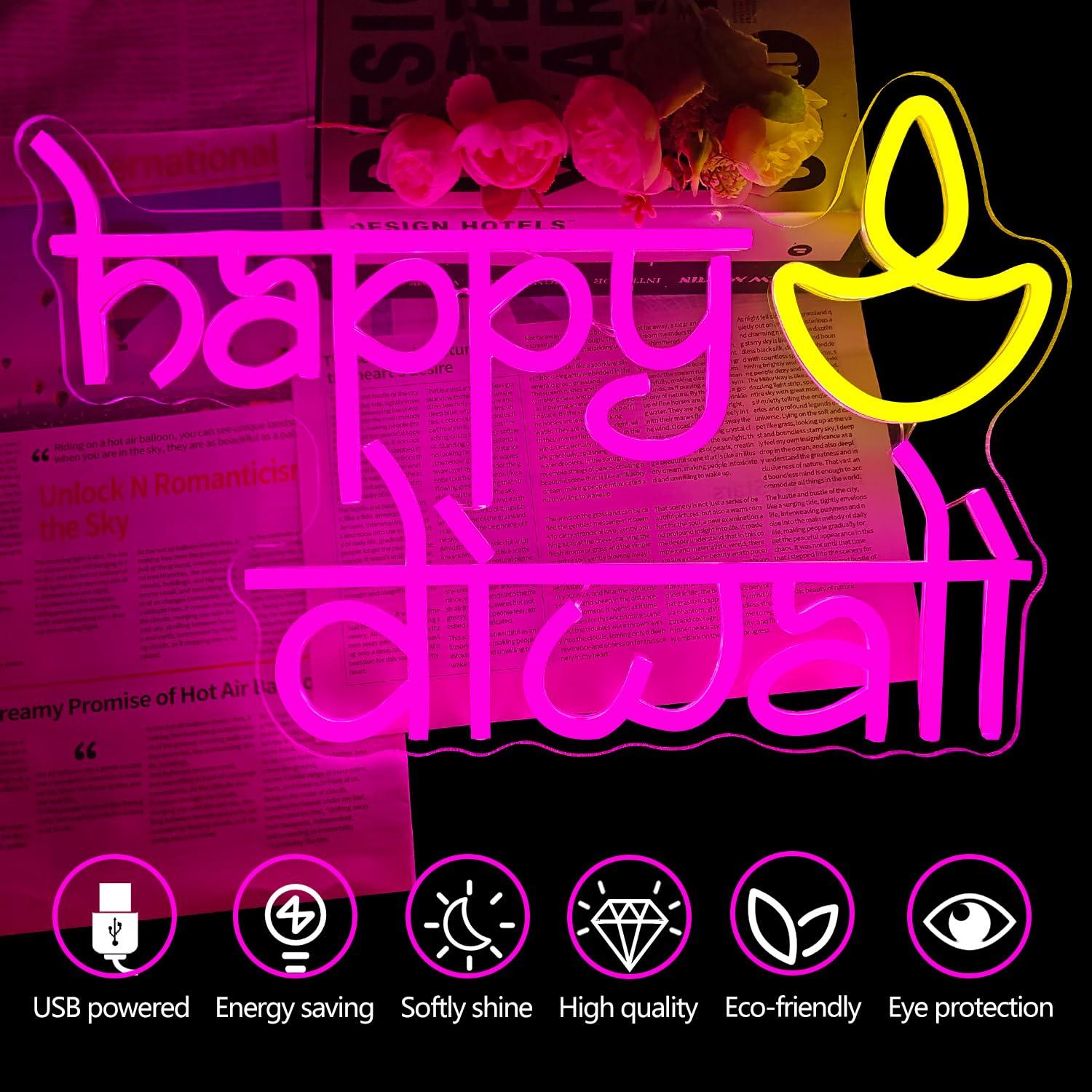 Happy Diwali Neon Sign USB Pow – Home Bar Signs recenzja i cena