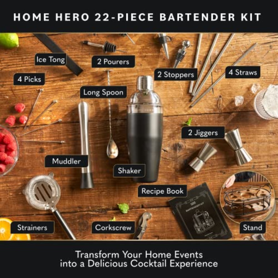 Bartender Kit - 22-Piece Cockt – Cocktail Recipe Book recenzja i cena