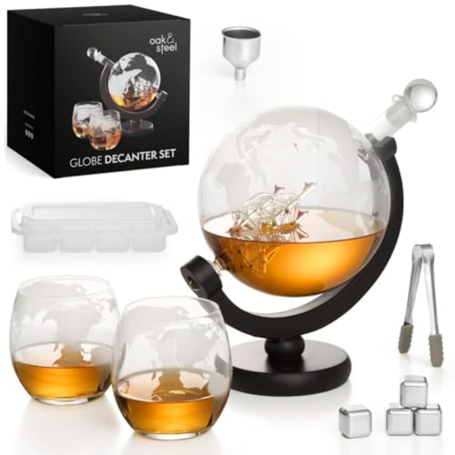 Oak Steel - 50 Oz Globe Whiske – Decanter Globe Set recenzja i cena