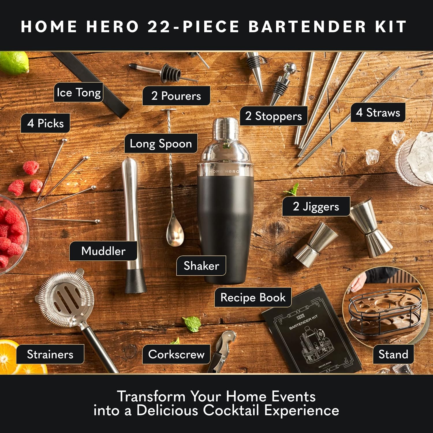 Bartender Kit - 22-Piece Cockt – Cocktail Recipe Book recenzja i cena
