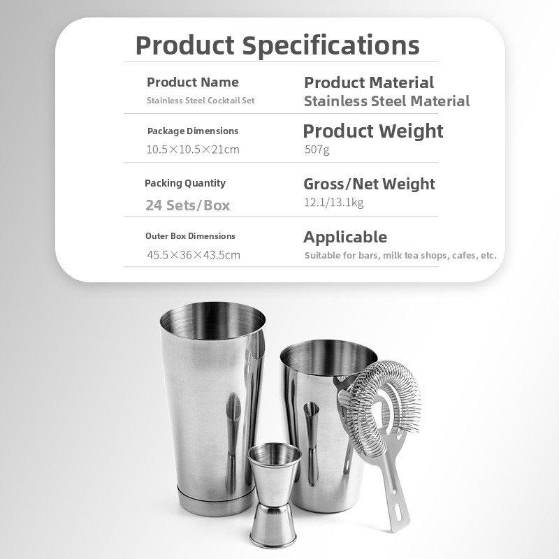 Stainless Steel Bar Tool Set C – Boston Shaker Set recenzja i cena