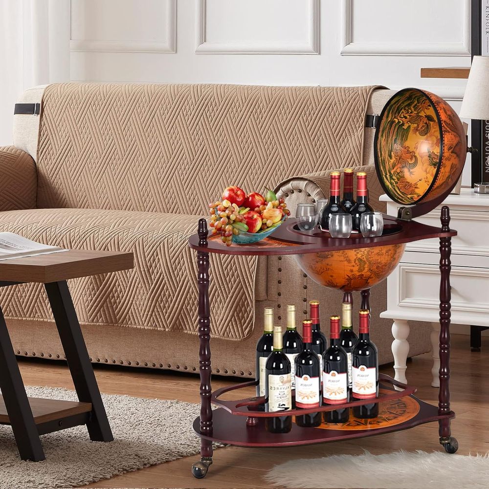 Vintage 34.5 Wheeled Globe Bar – Home Bar Shelf recenzja i cena