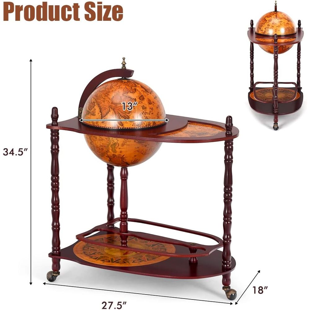 Vintage 34.5 Wheeled Globe Bar – Home Bar Shelf recenzja i cena