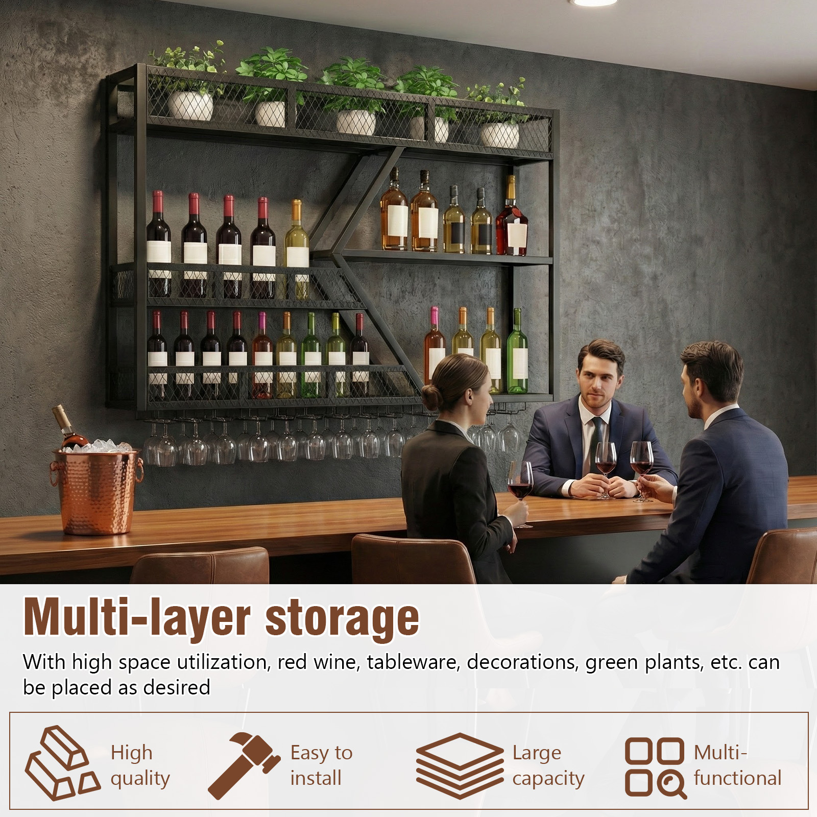 39in 3-Tiers Floating Bar Shel – Home Bar Shelf recenzja i cena