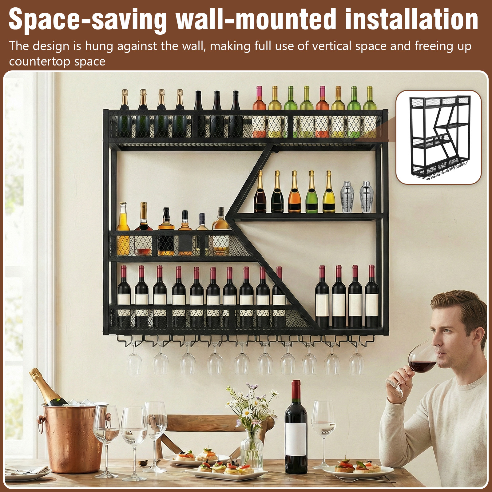 39in 3-Tiers Floating Bar Shel – Home Bar Shelf recenzja i cena