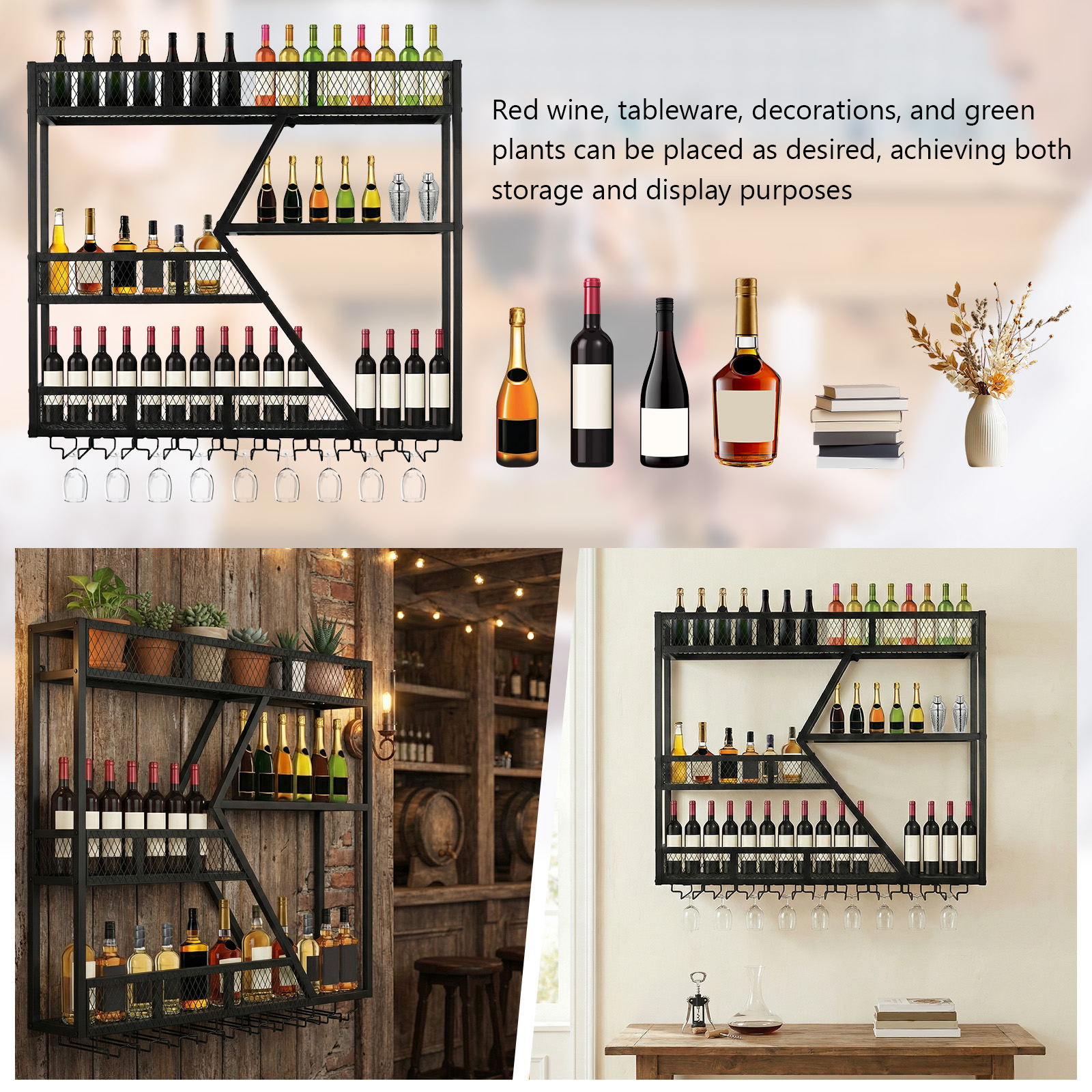 39in 3-Tiers Floating Bar Shel – Home Bar Shelf recenzja i cena