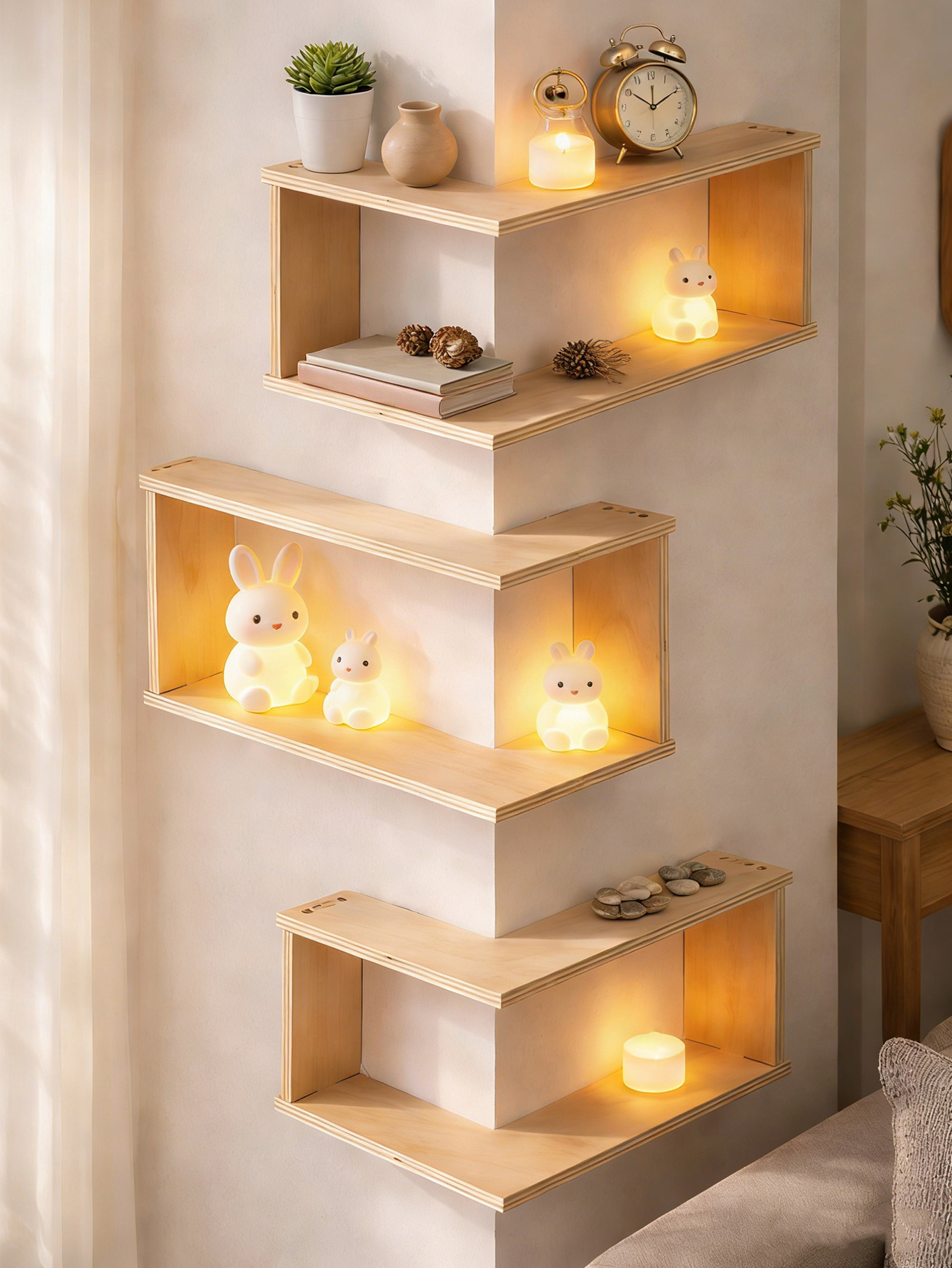 Corner Floating Wooden Shelves – Home Bar Shelves recenzja i cena