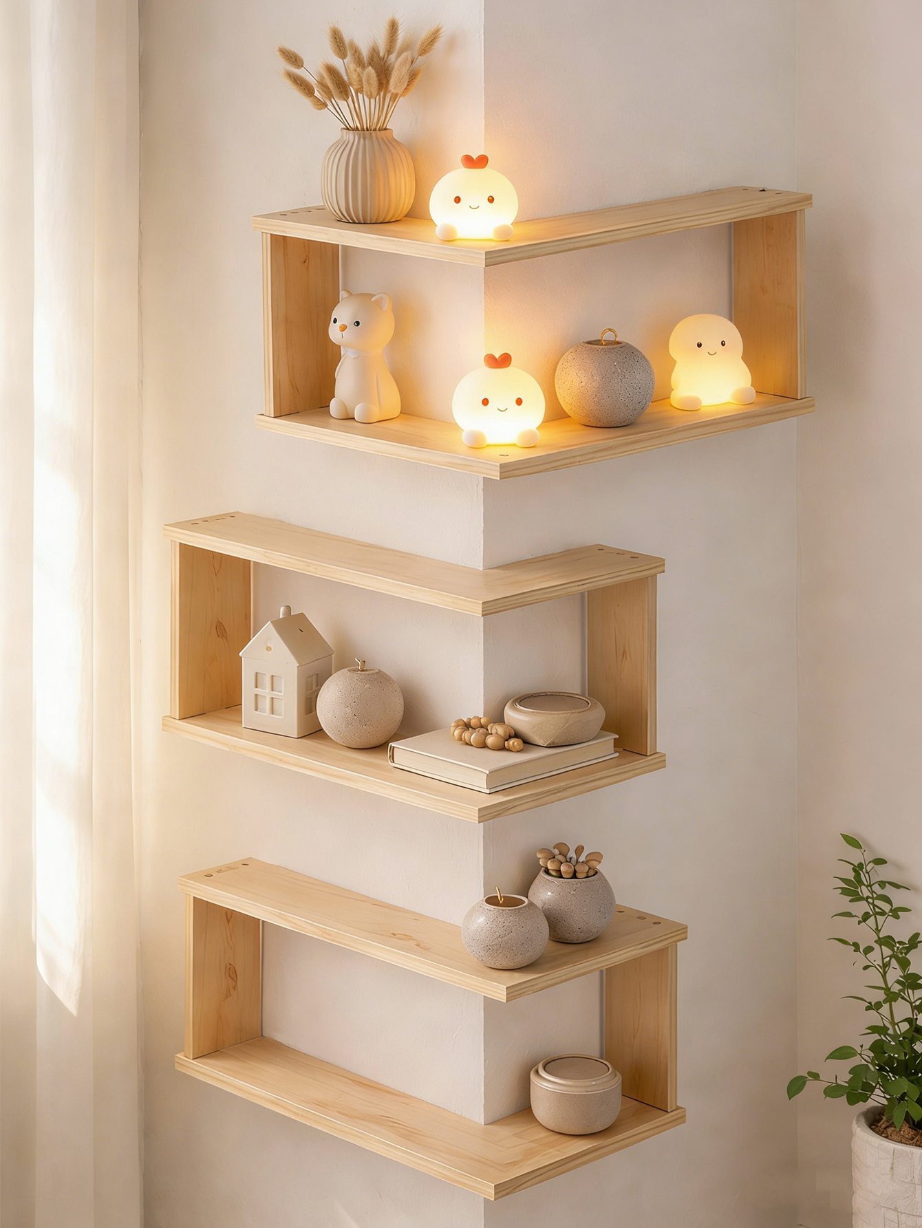 Corner Floating Wooden Shelves – Home Bar Shelves recenzja i cena