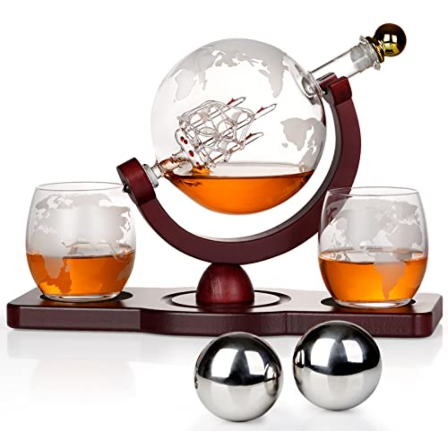 Gifts for Men Dad Fathers Day, – Decanter Globe Set recenzja i cena