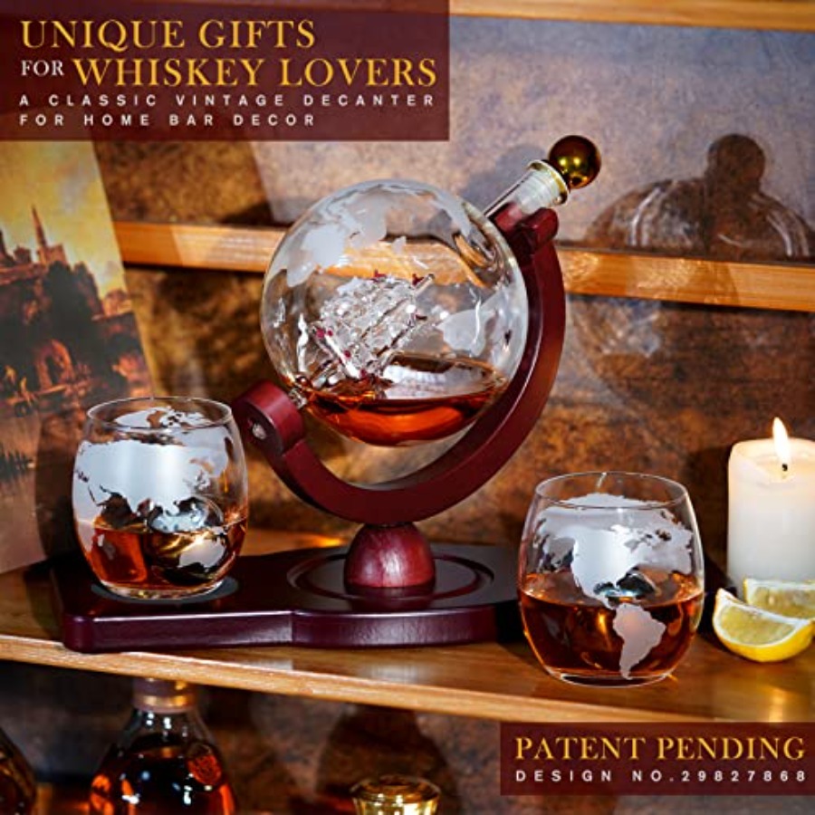 Gifts for Men Dad Fathers Day, – Decanter Globe Set recenzja i cena