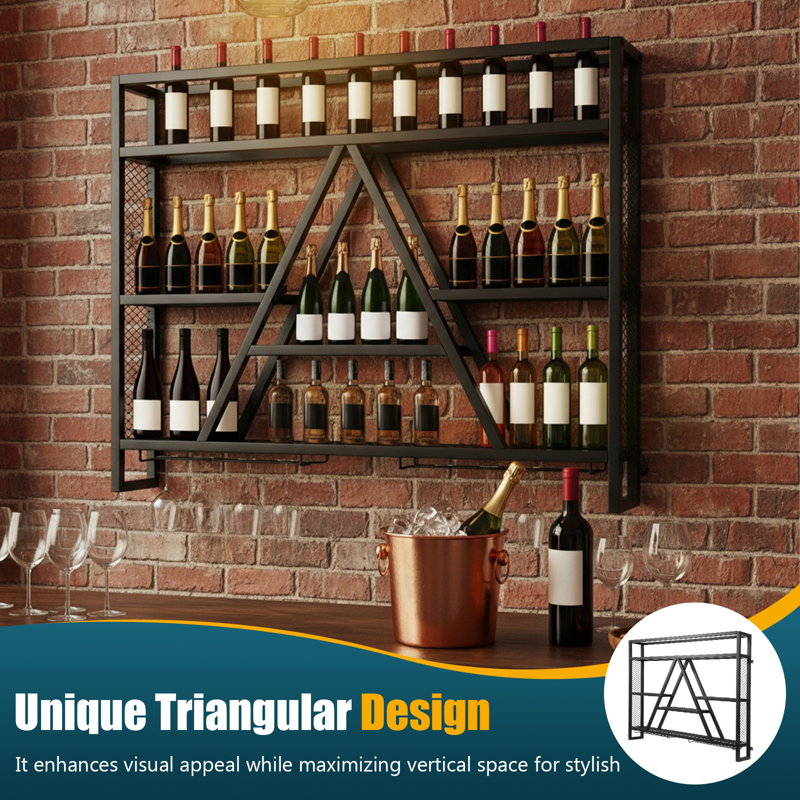 Metal Bottle & Glass Holder Mu – Home Bar Shelf recenzja i cena