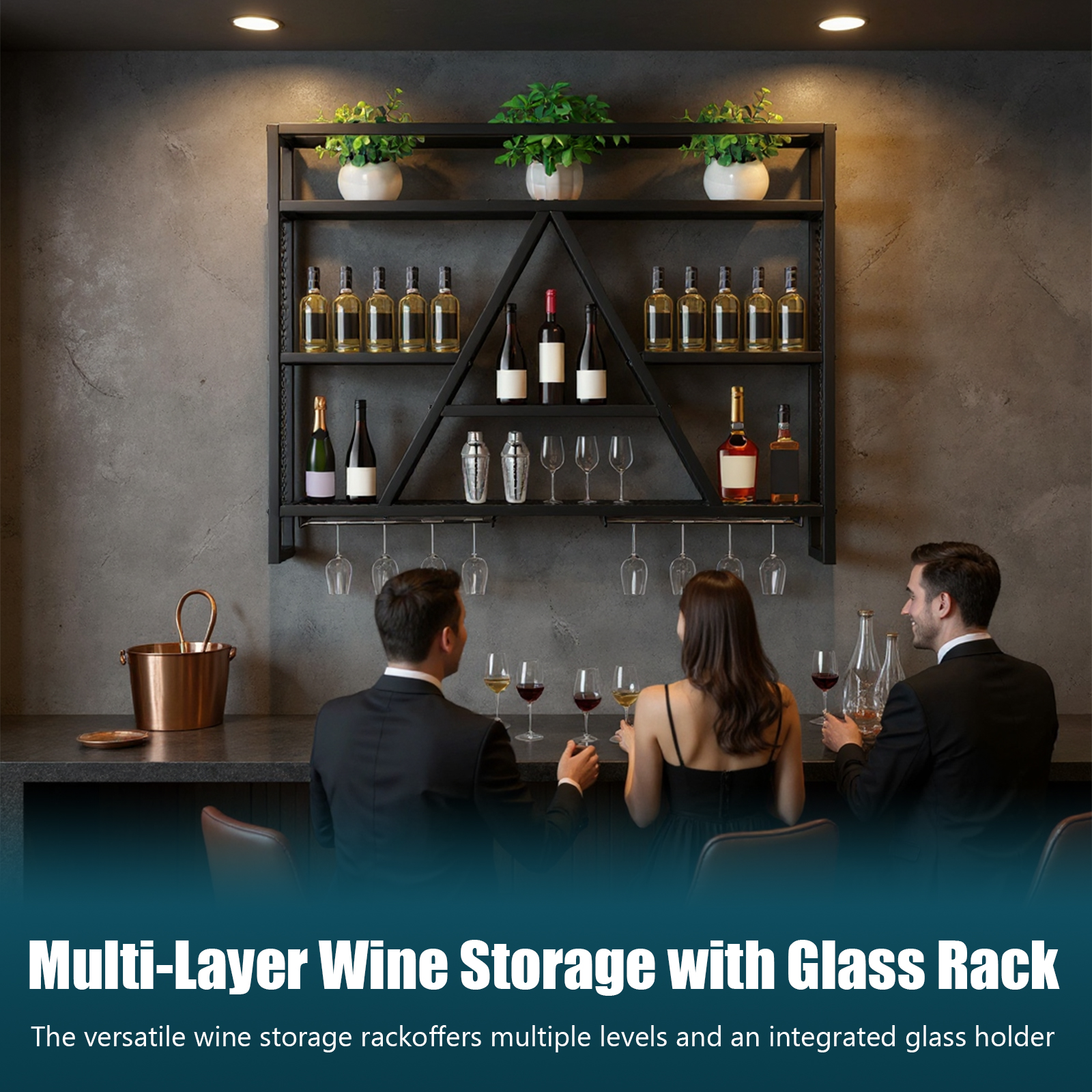 Metal Bottle & Glass Holder Mu – Home Bar Shelf recenzja i cena