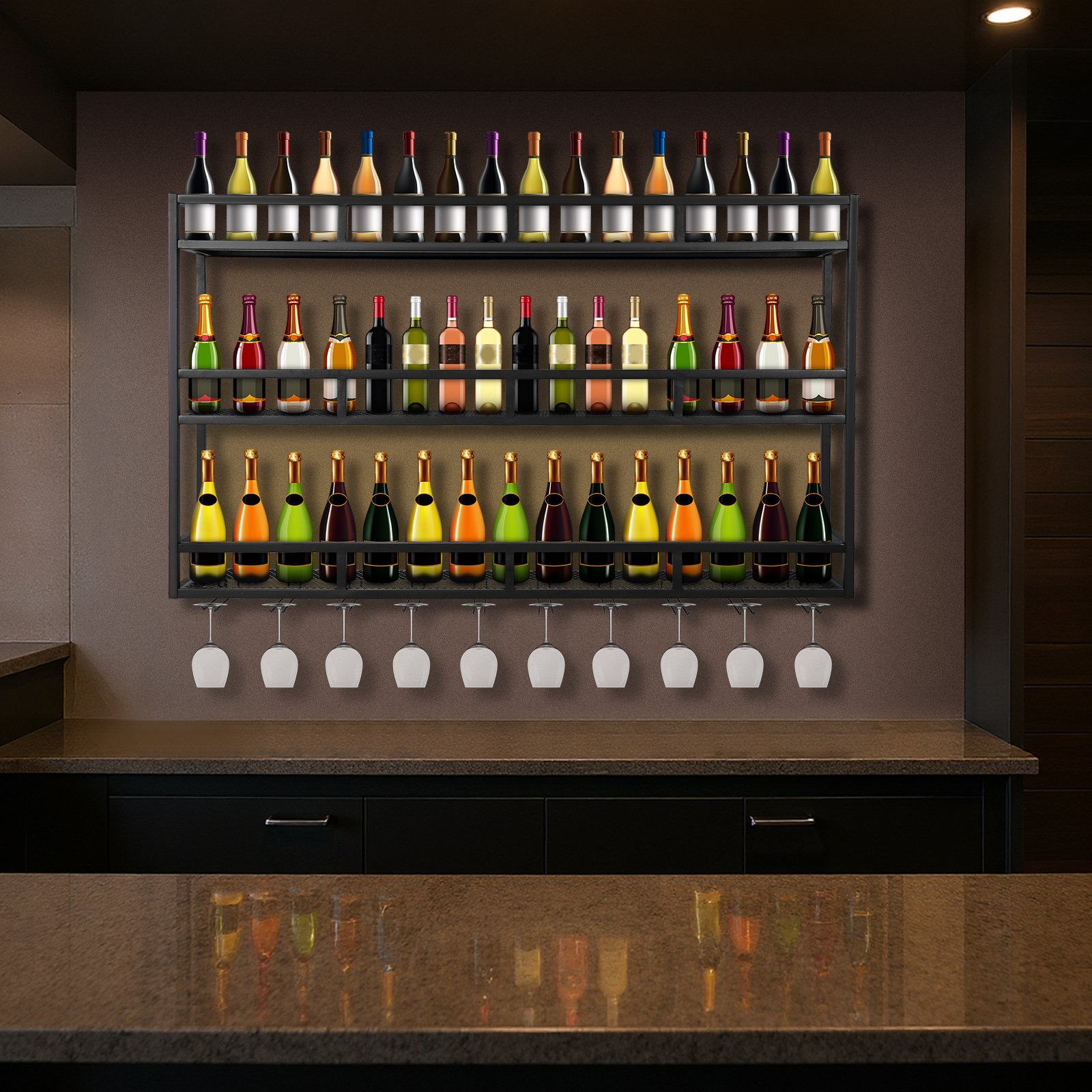 Bar Liquor Bottle Display Shel – Home Bar Shelf recenzja i cena