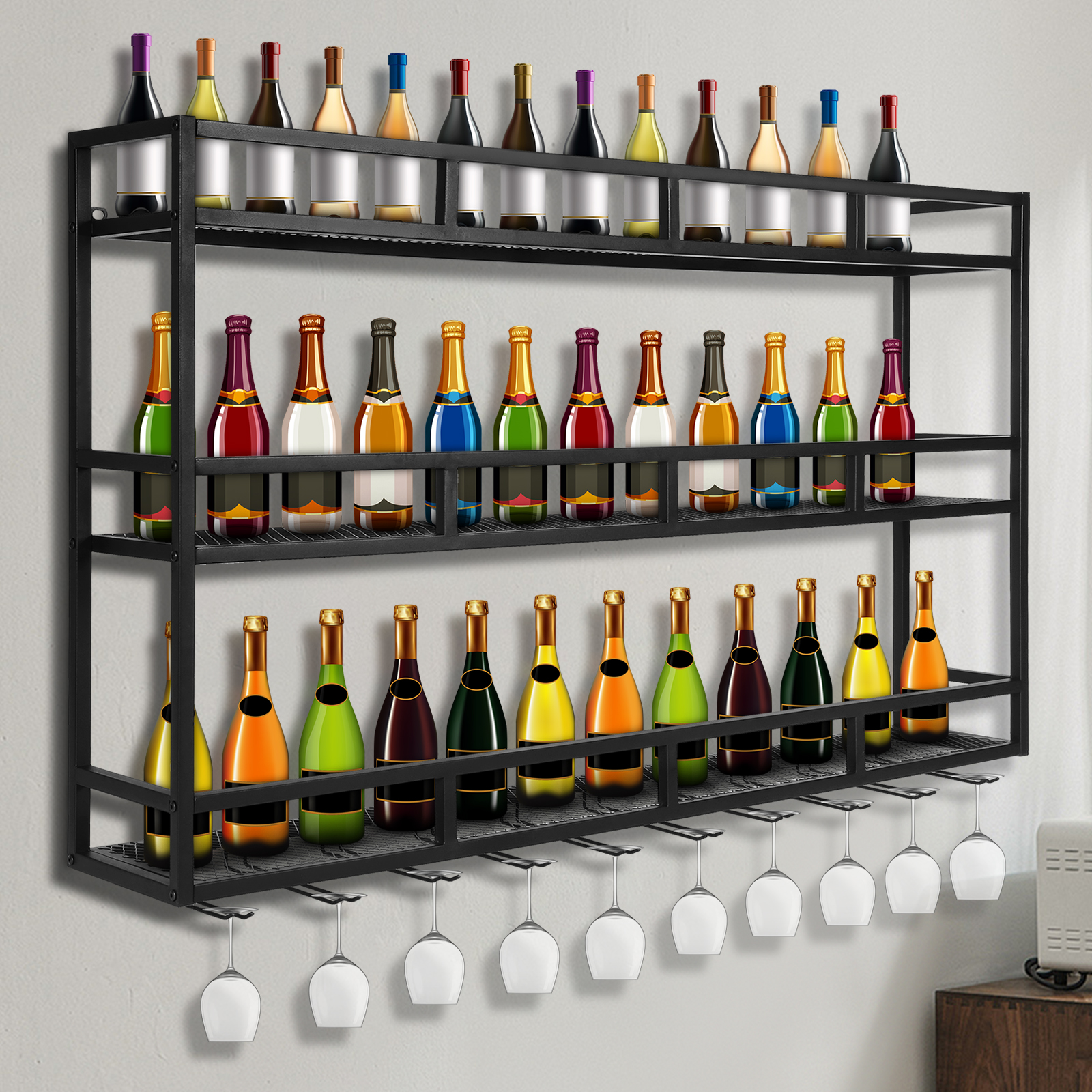 Bar Liquor Bottle Display Shel – Home Bar Shelf recenzja i cena
