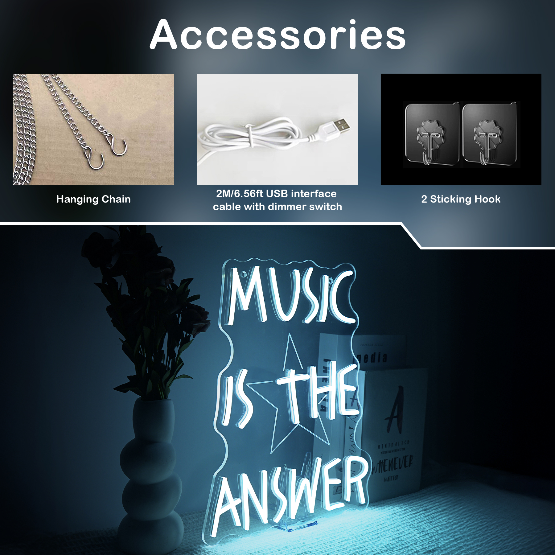 Music Is The Answer Neon Sign  – Home Bar Word recenzja i cena