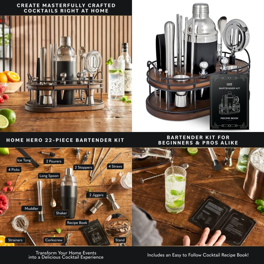Bartender Kit - 22-Piece Cockt – Cocktail Recipe Book recenzja i cena