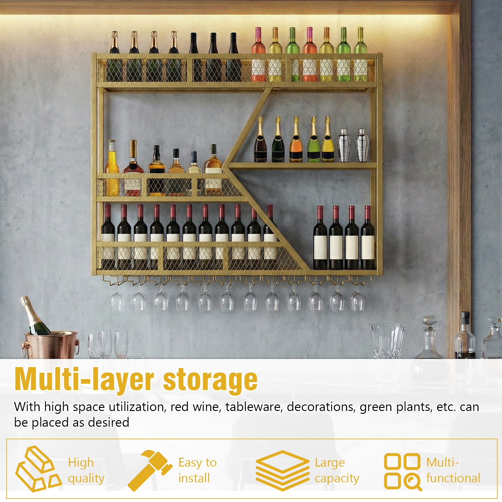 39in 3-Tiers Floating Bar Shel – Home Bar Shelf recenzja i cena