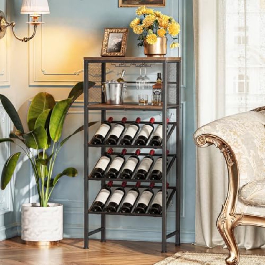 Corner Wine Rack with Glass Ho – Home Bar Shelf recenzja i cena