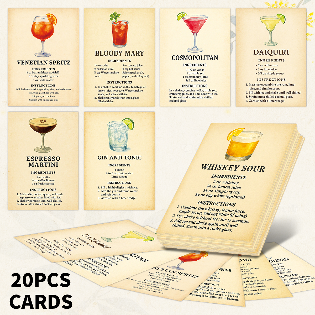 20pcs Cocktail Ingredients Rec – Cocktail Recipe Book recenzja i cena